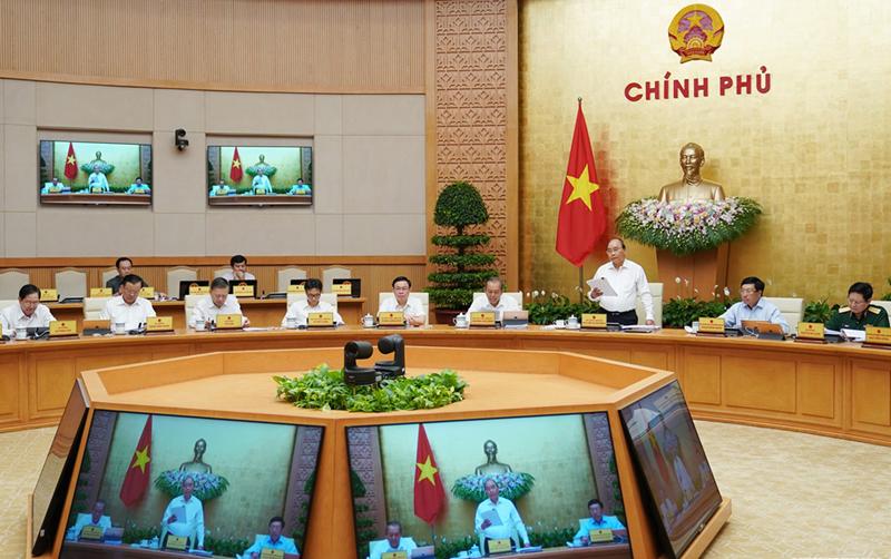 Thủ tướng Nguyễn Xuân Phúc phát biểu tại phiên họp Chính phủ thường kỳ tháng 8/2019