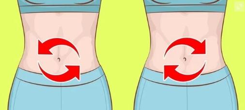 Xoa hai bàn tay vào nhau đề tạo nhiệt sau đó massage quanh rốn theo chiều kim đồng hồ và ngược lại. Thực hiện trong 2 - 3 phút.