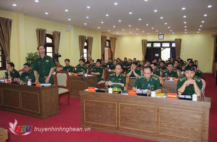 Đại tá Lê Như Cương, Bí thư Đảng ủy, Chính ủy BĐBP PG88 go Bắn cá phát biểu giao nhiệm vụ cho các đồng chí mới được điều động, bổ nhiệm.