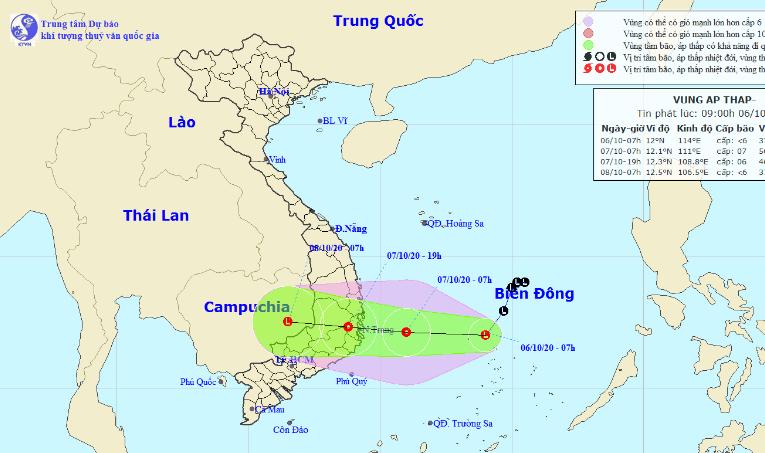 Vùng áp thấp trên biển Đông.
