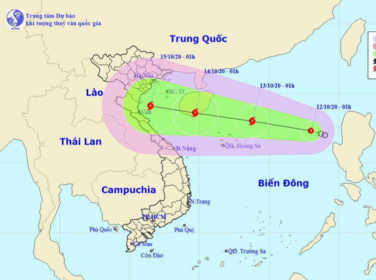 Vị trí của áp thấp nhiệt đới. Nguồn: NCHMF