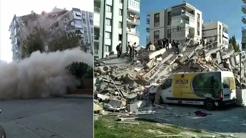 Đội cứu hộ đang làm việc tại một tòa nhà bị sập ở Thổ Nhĩ Kỳ. Ảnh: POLISH NEWS