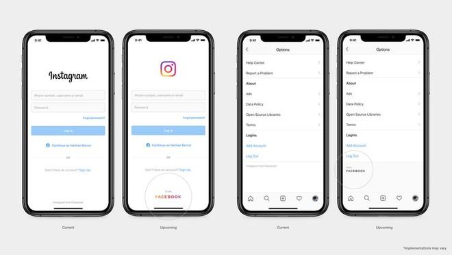 Logo mới của Facebook trên ứng dụng Instagram. Ảnh: Facebook.