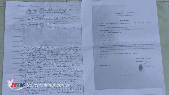 ​  Biên bản thỏa thuận nạn nhân cung cấp.  ​