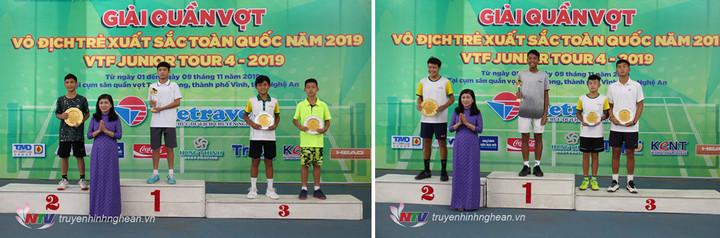 Trao giải nội dung Đơn nam U12, U14