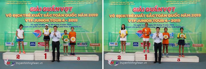 Trao giải nội dung Đơn nữ U10, U12.