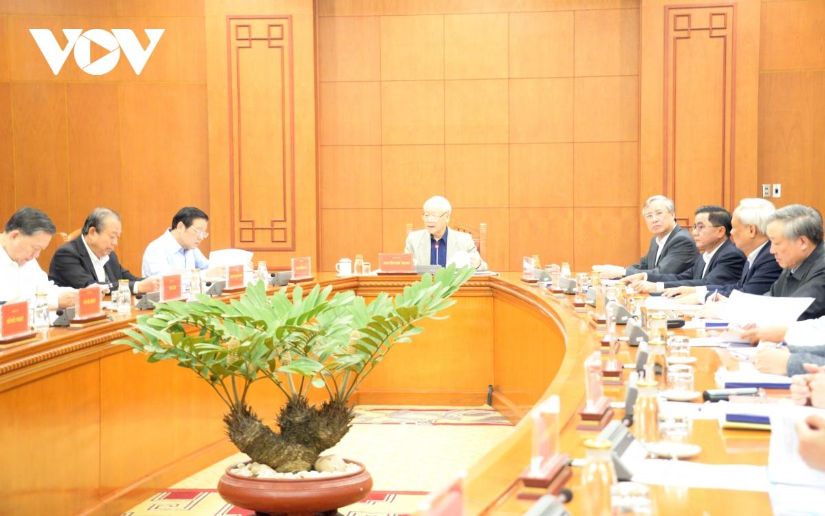 Tổng Bí thư, PG88 go Bắn cá nước Nguyễn Phú Trọng phát biểu chỉ đạo cuộc họp.