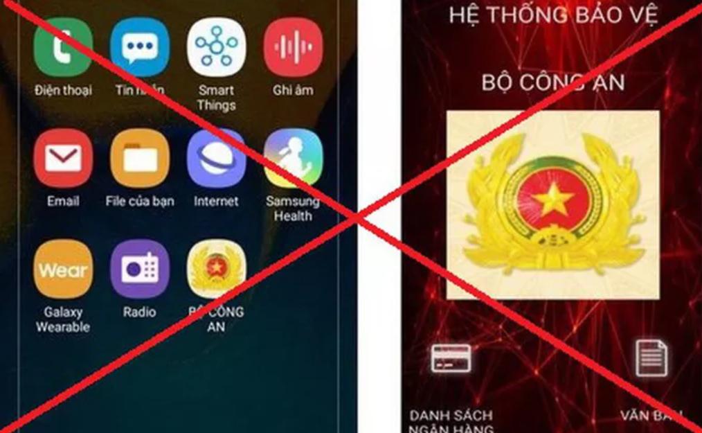 Các đối tượng yêu cầu nạn nhân tải và cài đặt ứng dụng mạo danh phần mềm do Bộ Công an cung cấp có hình ảnh hiển thị là Công an hiệu và mang tên Bộ Công an