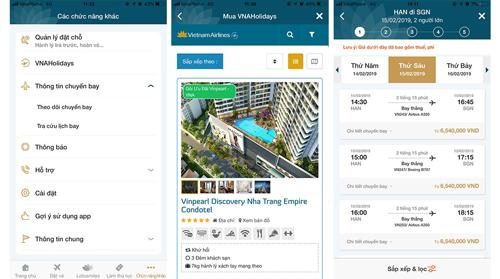Các tính năng nổi bật trên ứng dụng mới của Vietnam Airlines.