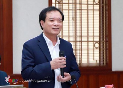 Đồng chí Hồ Phúc Hợp - Ủy viên Ban Thường vụ, Trưởng Ban Tổ chức Tỉnh ủy phát biểu tại cuộc làm việc.